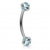 Piercing arcade 38 - Boules cinq cristaux bleu-clair
