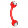 Piercing arcade acry 28 - Flexible rouge boules cristal transparent
