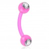Piercing arcade acry 28 - Flexible rose boules cristal transparent