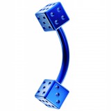 Piercing arcade 80 - Plaqué-titane bleu avec deux dés