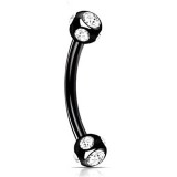 Piercing arcade 117 - Plaqué-titane noir cinq cristaux transparents