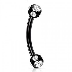 Piercing arcade 117 - Plaqué-titane noir cinq cristaux transparents