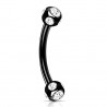 Piercing arcade 117 - Plaqué-titane noir cinq cristaux transparents