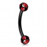 Piercing arcade cinq cristaux rouges noir (117)