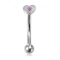 Piercing arcade 59 - Coeur strass rose