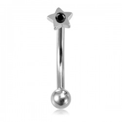 Piercing arcade 60 - étoile strass noir