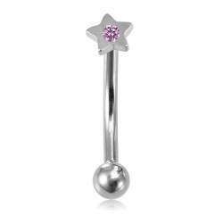 Piercing arcade 60 - étoile strass rose