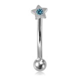 Piercing arcade 60 - étoile strass bleu-clair