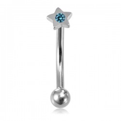 Piercing arcade 60 - étoile strass bleu-clair