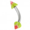 Piercing arcade acry 27 - UV étoile vert-pomme et rose pointes