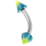 Piercing arcade acry 27 - UV étoile vert-pomme et rose pointes