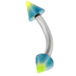 Piercing arcade acry 27 - UV étoile vert-pomme et rose pointes