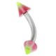 Piercing arcade acry 27 - UV étoile rose et vert-pomme pointes