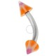 Piercing arcade acry 27 - UV étoile orange et rose pointes