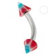 Piercing arcade acry 27 - UV étoile rouge et bleu pointes