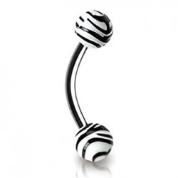 Piercing pour arcade acry 76 - Zèbre blanc