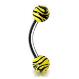 Piercing pour arcade acry 76 - Zèbre jaune