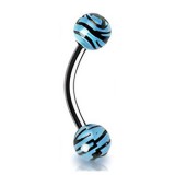 Piercing pour arcade acry 76 - Zèbre bleu-clair