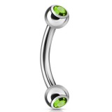 Piercing arcade 04 - Boules avec cristal vert-pomme