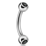 Piercing arcade 04 - Boules avec cristal noir