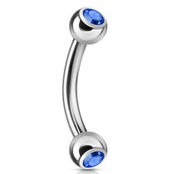 Piercing arcade 04 - Boules avec cristal bleu