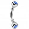 Piercing arcade boules avec cristal bleu (04)