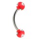 Piercing pour arcade acry 15 - Rouge cinq cristaux transparents