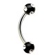 Piercing pour arcade acry 15 - Noir cinq cristaux transparents