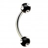 Piercing pour arcade acry 15 - Noir cinq cristaux transparents