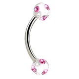 Piercing pour arcade acry 15 - Transparent cinq cristaux roses