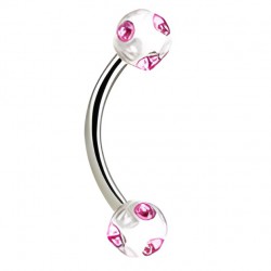 Piercing pour arcade acry 15 - Transparent cinq cristaux roses