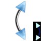 Piercing pour arcade acry 13 - Fluorescent bleu-clair pointes