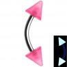 Piercing pour arcade acry 13 - Fluorescent rose pointes