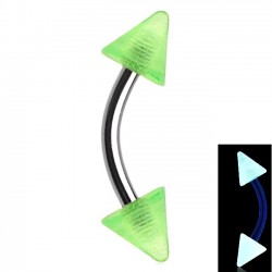 Piercing pour arcade acry 13 - Fluorescent vert-pomme pointes