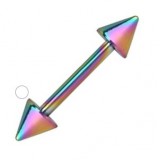 Piercing micro-barbell 06 - Plaqué-titane rainbow pointes