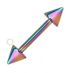 Piercing micro-barbell 06 - Plaqué-titane rainbow pointes