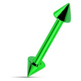 Piercing micro-barbell 06 - Plaqué-titane néon vert pointes
