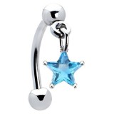 Piercing arcade 118 - Etoile pendante cristal bleu-clair