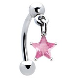Piercing arcade 119 - Etoile pendante cristal rose