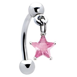 Piercing arcade 119 - Etoile pendante cristal rose