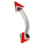 Piercing pour arcade acry 35 - UV rouge et noir pointes striées