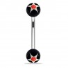 Piercing pour arcade acry 26 - UV étoile noire et rouge boules