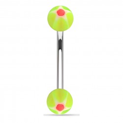 Piercing pour arcade acry 26 - UV étoile vert-pomme et rose boules