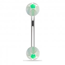Piercing pour arcade acry 26 - UV étoile transparent et vert boules