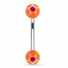 Piercing pour arcade acry 26 - UV étoile orange et lilas boules