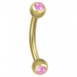 Piercing arcade plaqué-or 07 - Double cristal rose