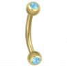 Piercing arcade plaqué-or 07 - Double cristal bleu-clair