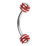 Piercing arcade 36 - Acier strié rouge boules