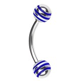 Piercing arcade 36 - Acier strié bleu boules