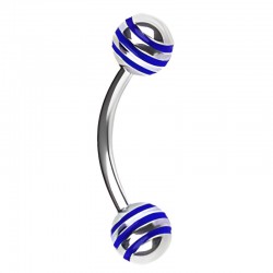 Piercing arcade 36 - Acier strié bleu boules